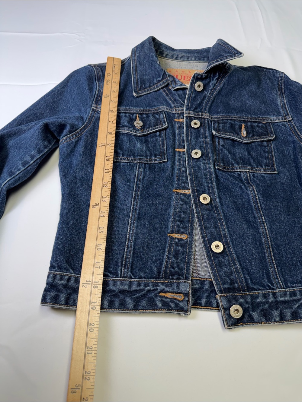 Y2K FITTED Guess Blue Classic Denim Jacket- M - Picture 14 of 15